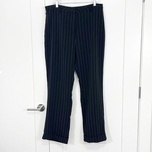 Vintage Bill Blass 90s Size 16 Black, Gray Pinstripe Trousers